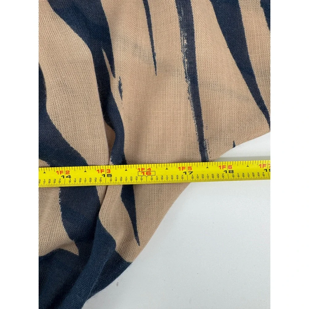 Vintage Mindy Malone Dress Tan Navy Abstract Print V-Neck ILGWU Made in USA 3-4 - Picture 8 of 11